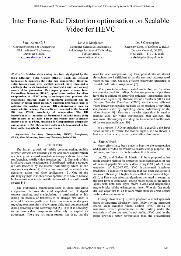 (PDF) Inter Frame-Rate Distortion optimisation on Scalable Video for HEVC
