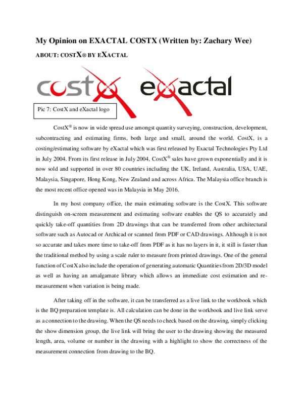 (PDF) My Opinion on EXACTAL COSTX