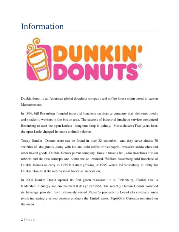 dunkin donuts mission statement