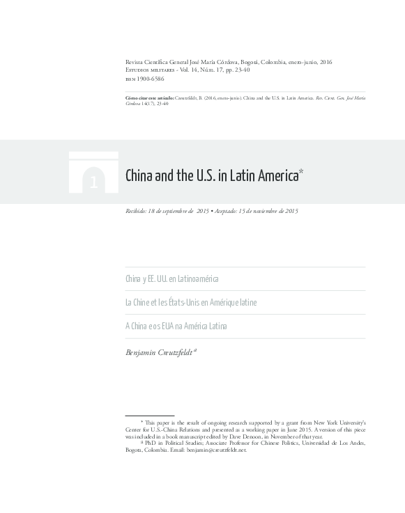 (PDF) China and the U.S. in Latin America [China y EE. UU. en ...