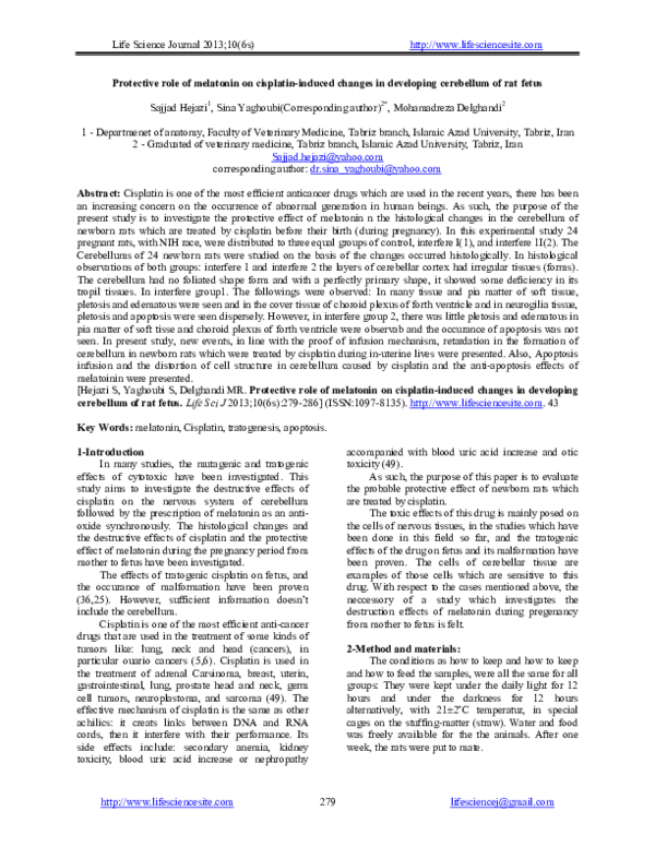 (PDF) Protective role of melatonin on cisplatin-induced changes in ...