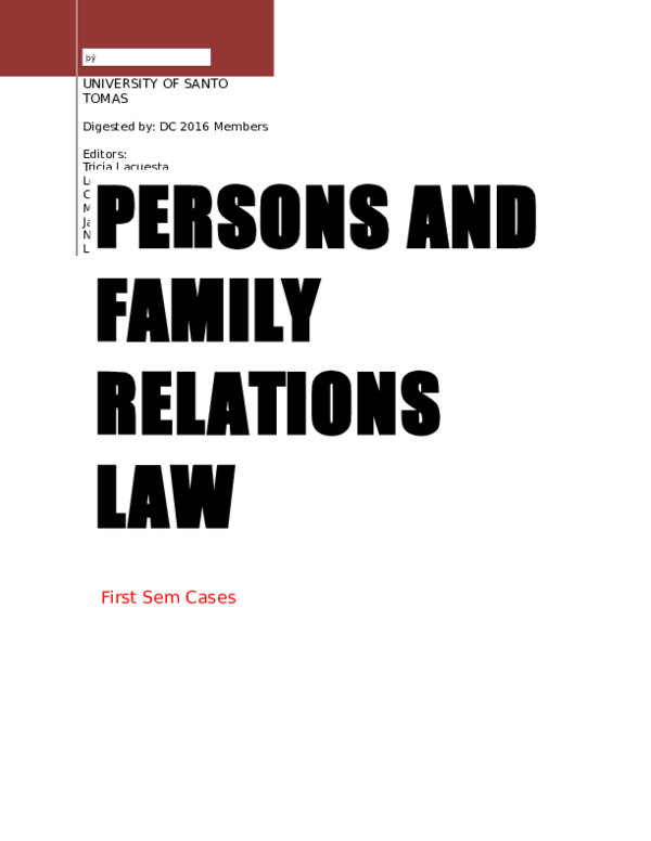 PERSONS AND FAMILY RELATIONS LAW First Sem Cases þÿ