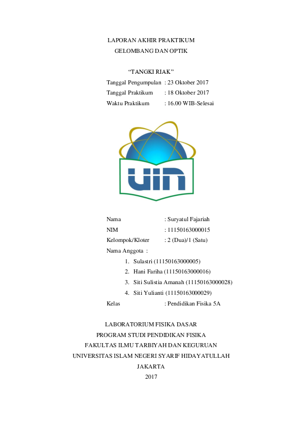 (DOC) A 1 15 Suryatul Fajariah Laporan Akhir Praktikum Tangki Riak