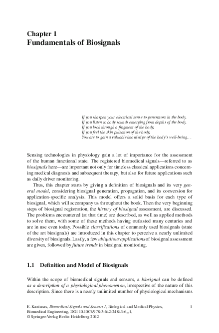(PDF) Fundamentals of Biosignals