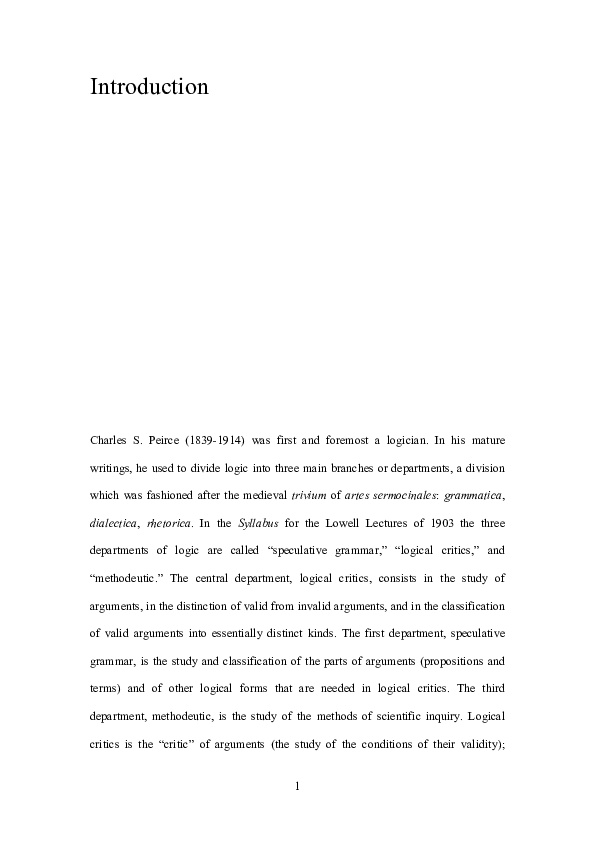 (PDF) Peirce's Speculative Grammar. Introduction Francesco Bellucci
