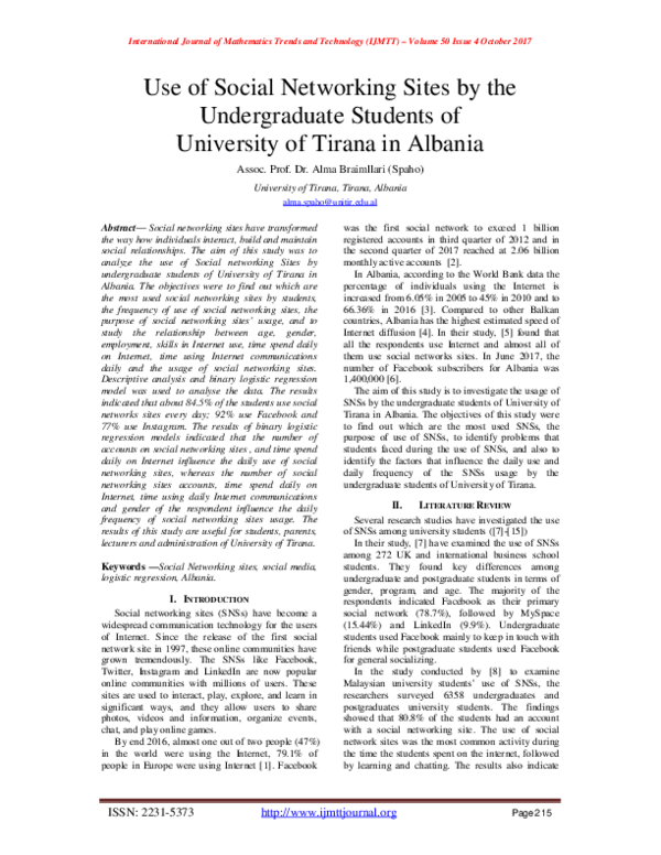 (PDF) Use of Social Networking Sites by the Undergraduate Students of ...