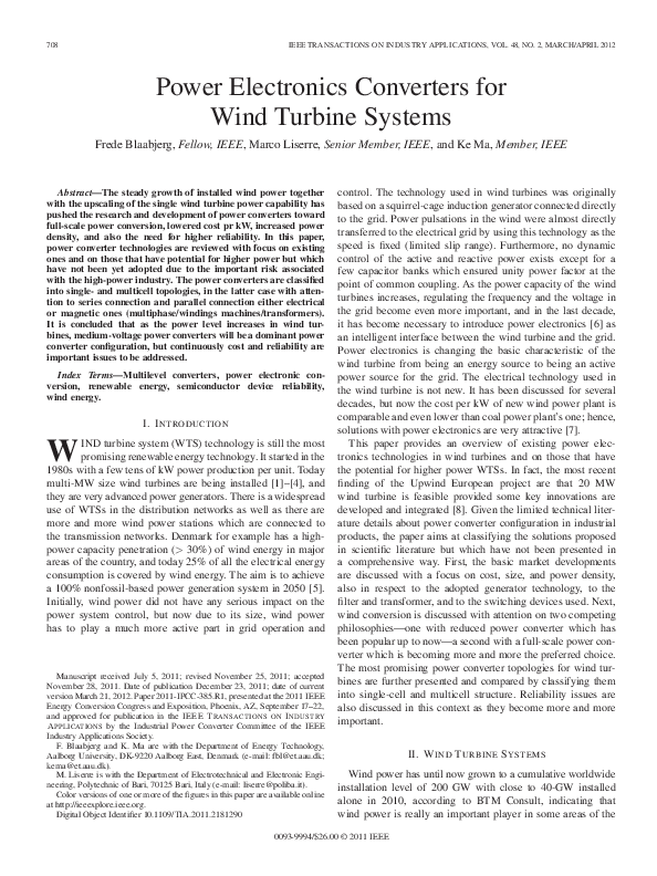 (PDF) Power Electronics Converters for Wind Turbine Systems TALHA