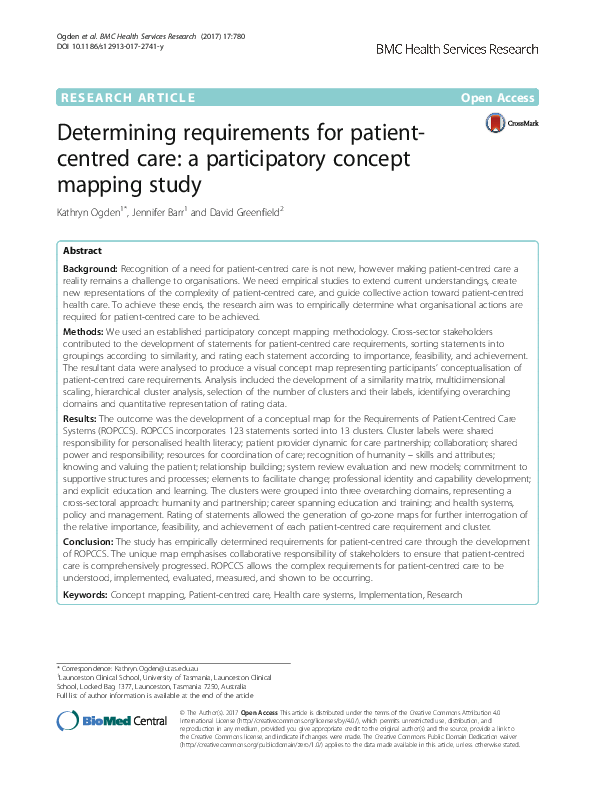 Pdf Determining Requirements For Patient Centred Care A