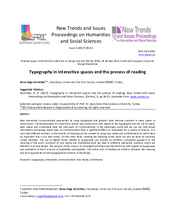 (PDF) Typography in interactive spaces and the process of reading