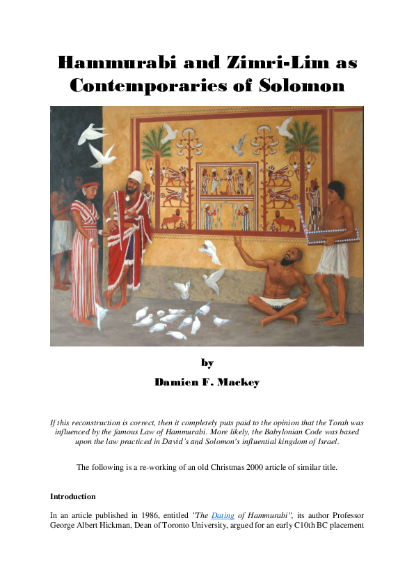 (DOC) Hammurabi and ZimriLim as Contemporaries of Solomon