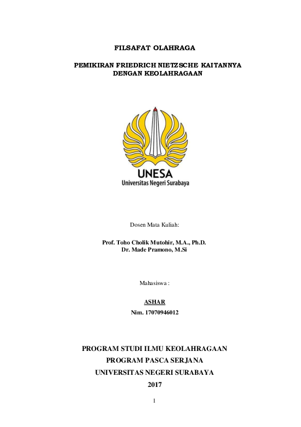 Pdf Filsafat Olahraga Program Studi Ilmu Keolahragaan Program Pasca Serjana Universitas Negeri Surabaya 2017 Ashar Unismuh Academia Edu
