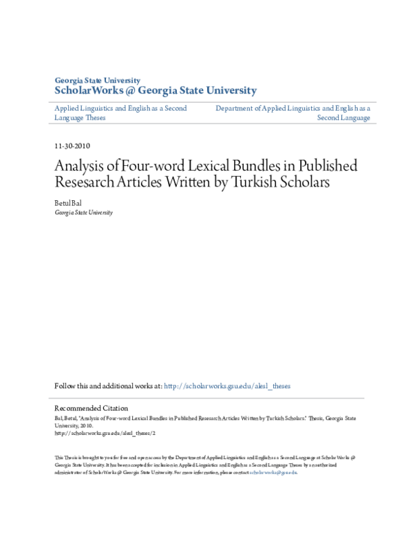 (PDF) Analysis of Four-word Lexical Bundles in Published Resesarch ...