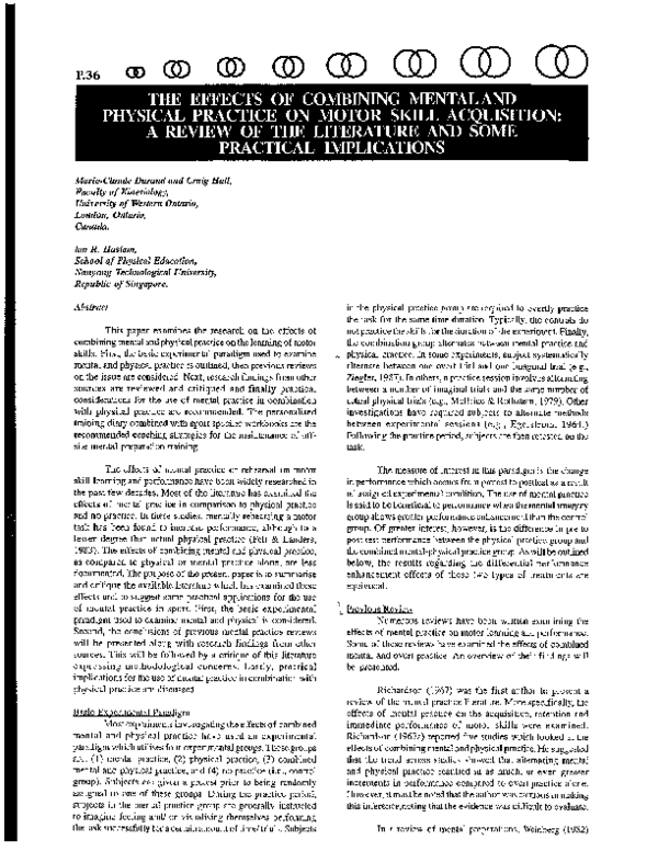 (PDF) The Effects of Combining Mental and Physical Practice on Motor ...