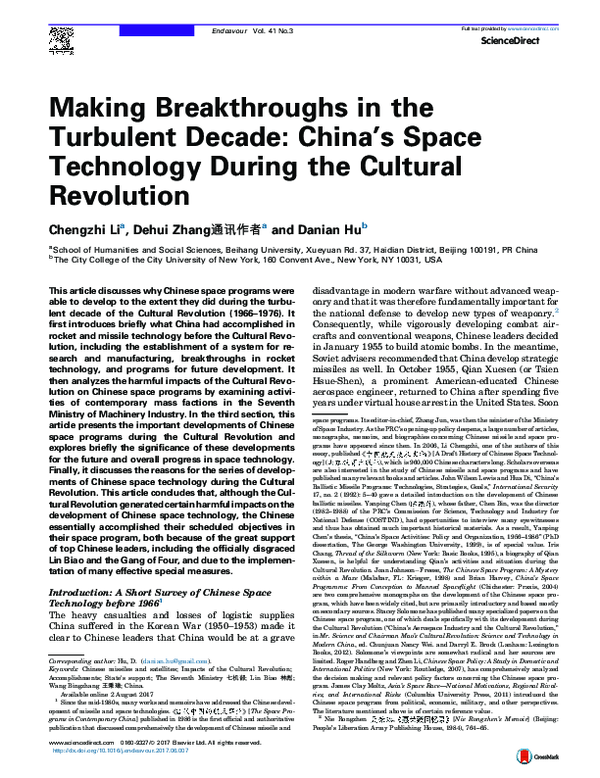 (PDF) Making Breakthroughs in the Turbulent Decade: China's Space ...