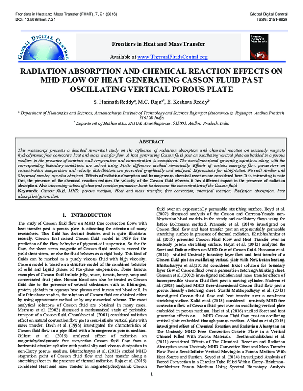 (PDF) Radiation absorption and chemical reaction effects on MHD flow of ...