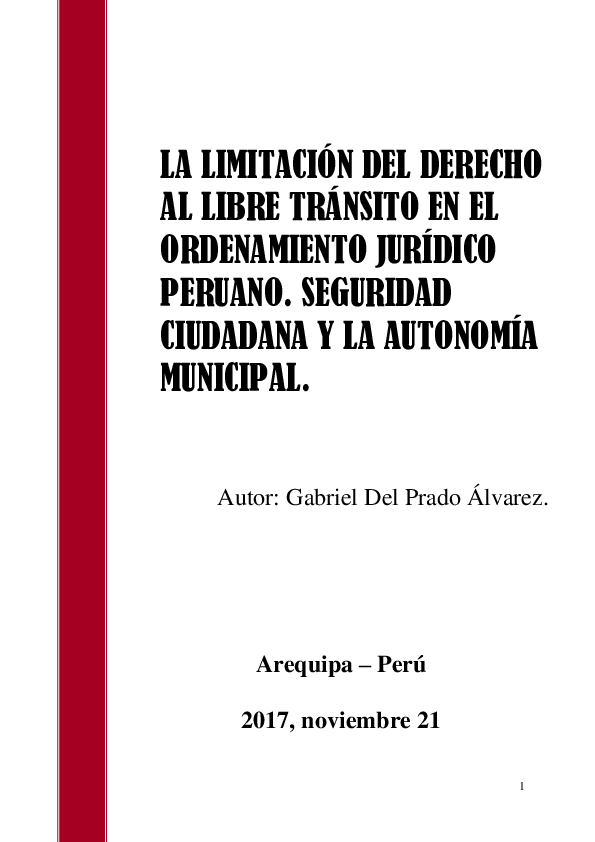 (PDF) La limitación del derecho al libre tránsito en el ordenamiento ...