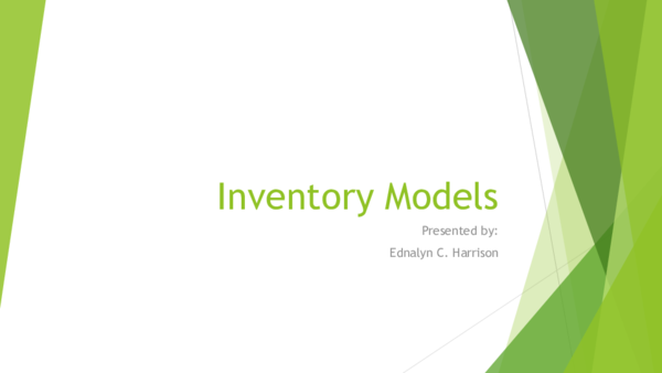 (PPT) Inventory Model