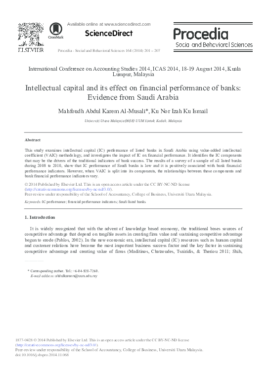 (PDF) Intellectual Capital and its Effect on Financial Performance of ...