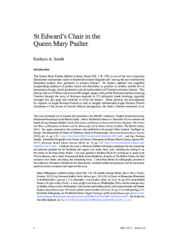 "St. Edward's Chair in the Queen Mary Psalter"