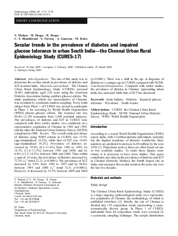 (PDF) Secular trends in the prevalence of diabetes and impaired glucose ...