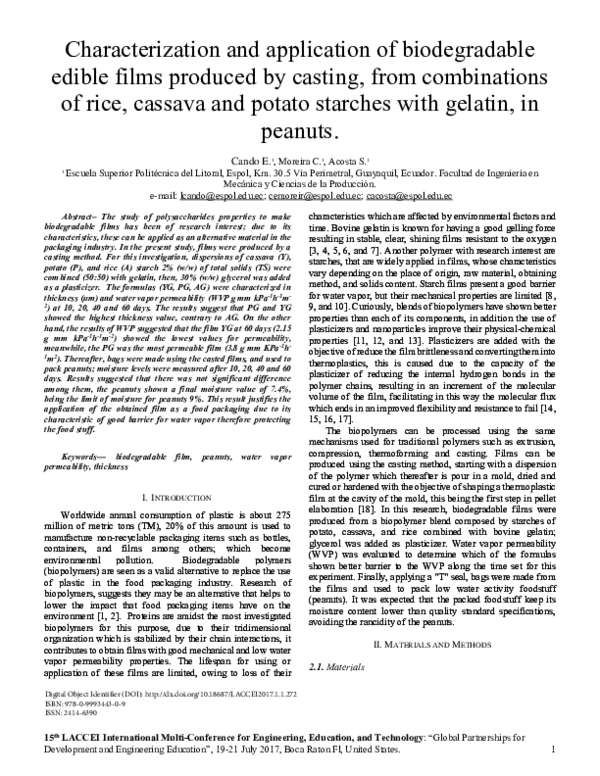 (PDF) Characterization and application of biodegradable edible films ...