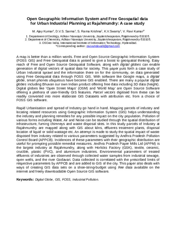 (PDF) Open Geographic Information System and Free Geospatial data for ...