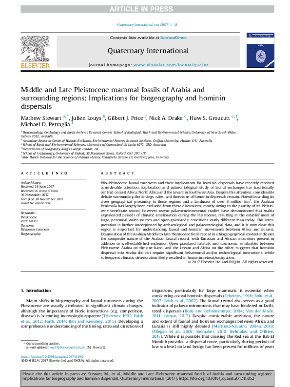 (PDF) Middle and Late Pleistocene mammal fossils of Arabia and ...