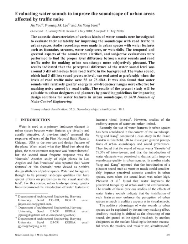 (PDF) Evaluating water sounds to improve the soundscape of urban areas ...