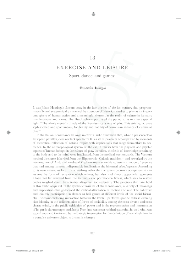 Exercise and Leisure: Sport, dance, and games