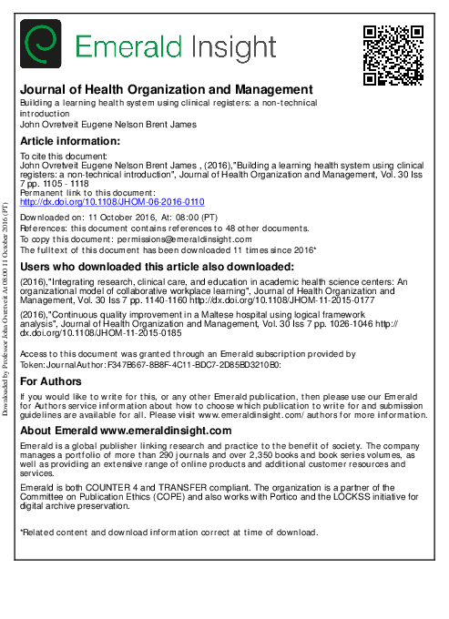 (PDF) Journal of Health Organization and Management