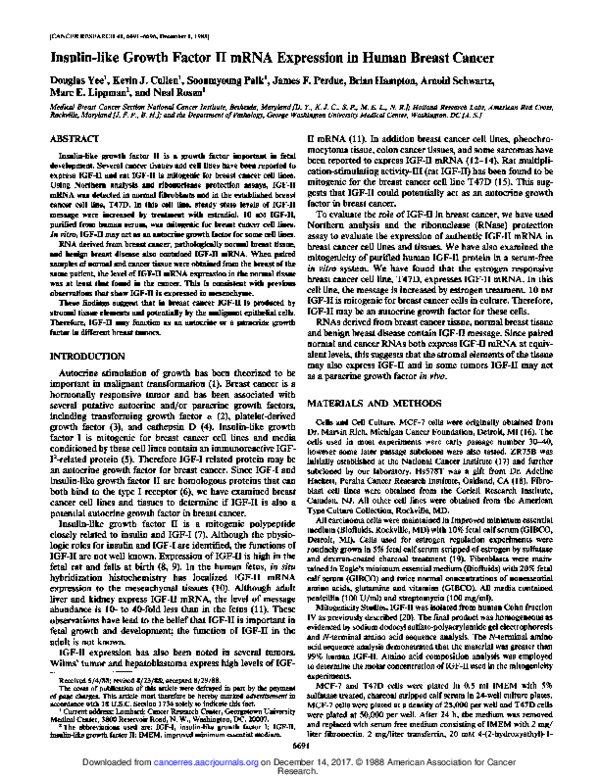 (PDF) Insulin-like growth factor II mRNA expression in human breast ...