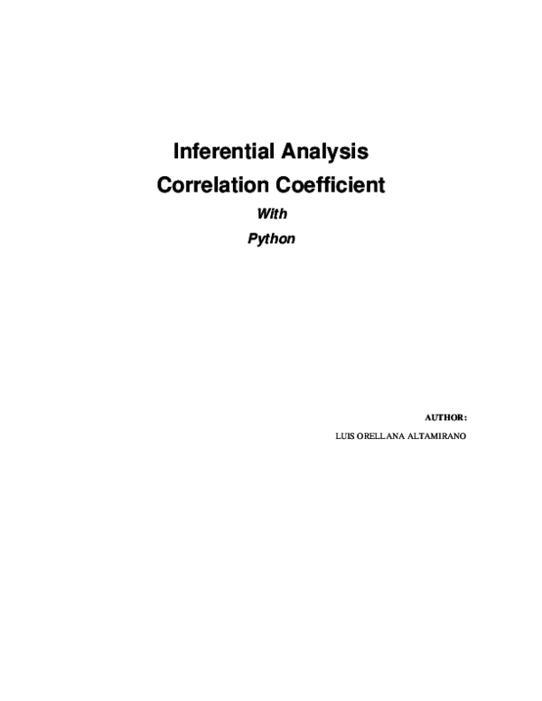 (PDF) Inferential Analysis. Correlation Coefficient with Python. | Luis ...