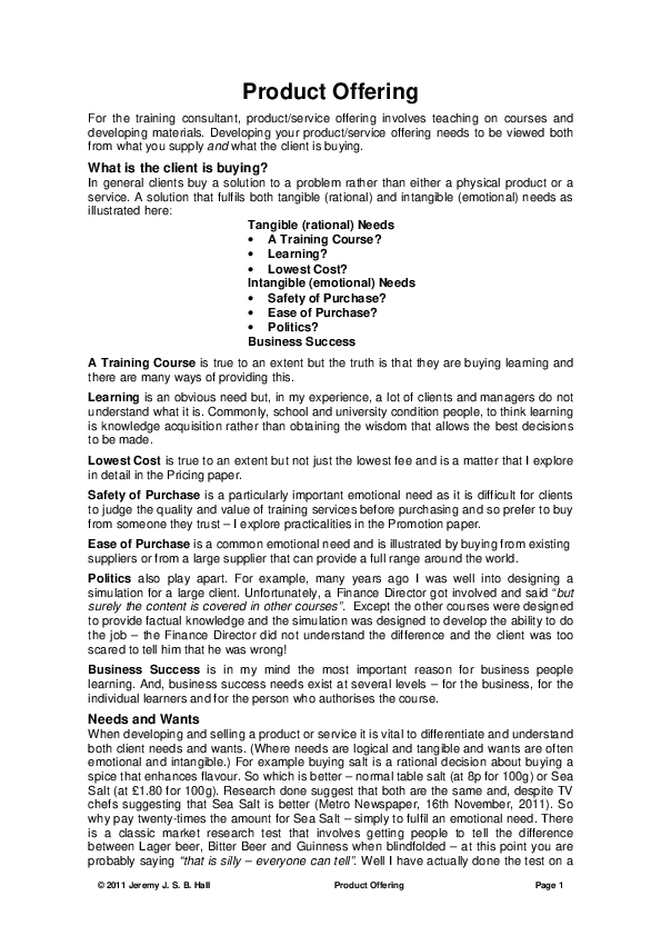 (PDF) Product Offering
