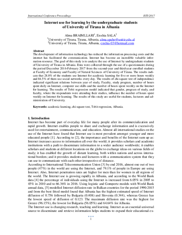 (PDF) Internet use for learning by the undergraduate students of ...