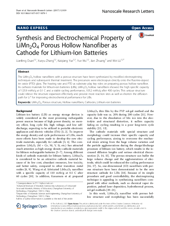 (PDF) Synthesis and Electrochemical Property of LiMn2O4 Porous Hollow ...