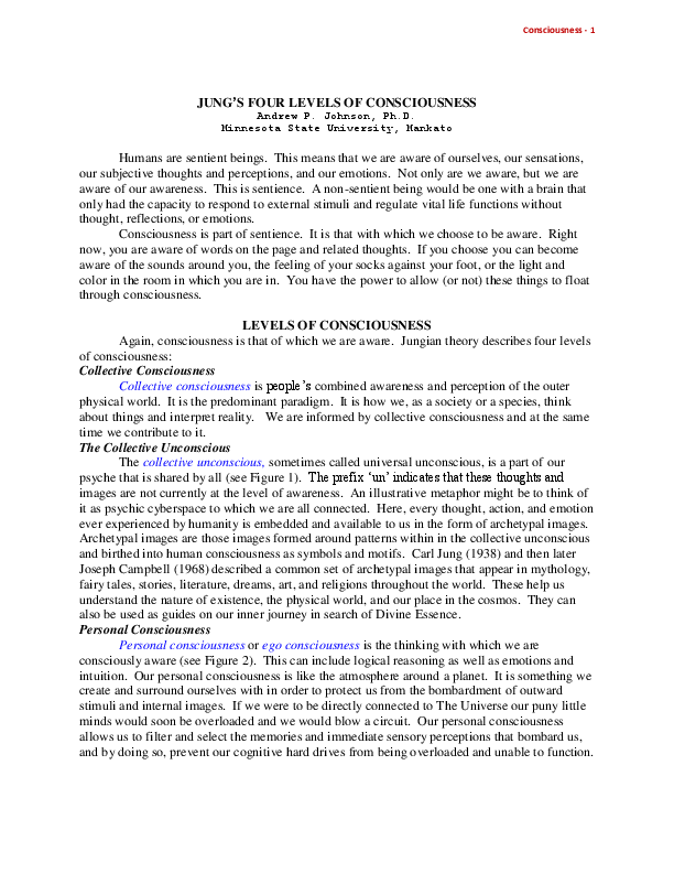 (PDF) JUNG'S FOUR LEVELS OF CONSCIOUSNESS Andrew Johnson Academia.edu