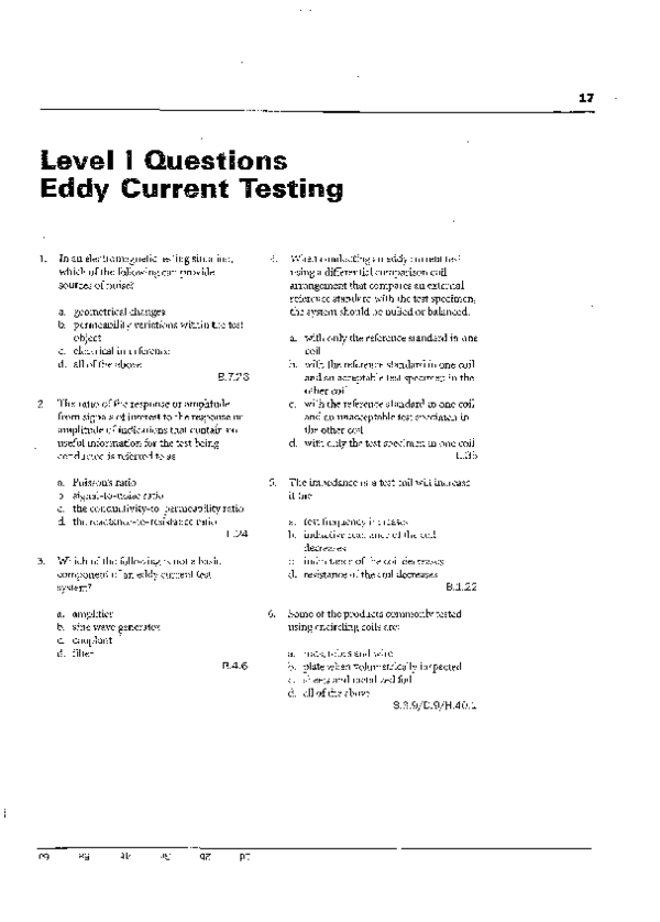 (PDF) Level I Questions Eddy Current Testing Andres Tamayo Academia.edu