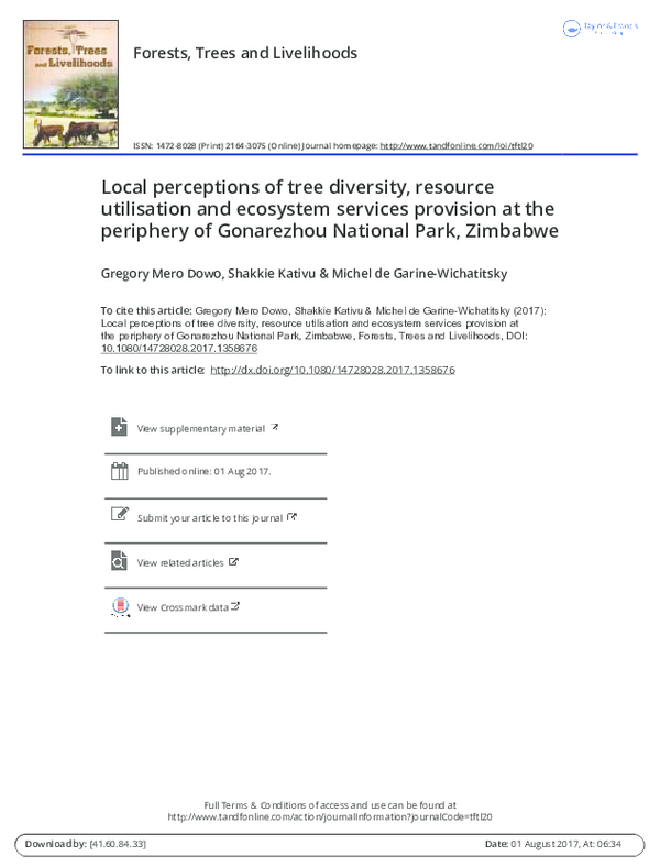(PDF) Forests, Trees and Livelihoods Local perceptions of tree ...