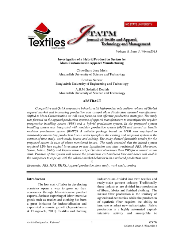 (PDF) Investigation of a Hybrid Production System for Mass