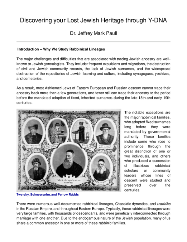 (PDF) Discovering your Lost Jewish Heritage through Y-DNA