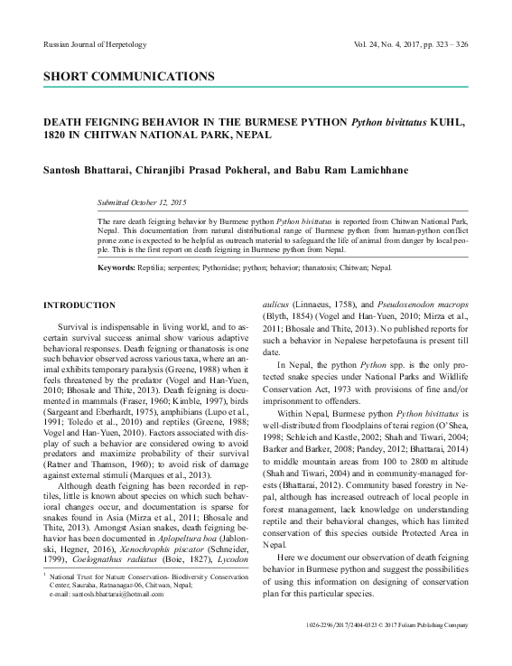 (PDF) Burmese Python Nepal