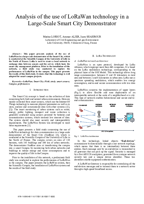 (PDF) Analysis of the use of LoRaWan technology in a Large-Scale Smart ...