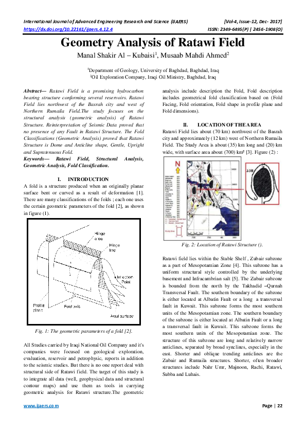 (PDF) Geometry Analysis of Ratawi Field IJAERS Journal Academia.edu