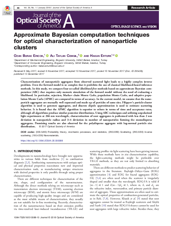 (PDF) Approximate Bayesian computation techniques for optical ...