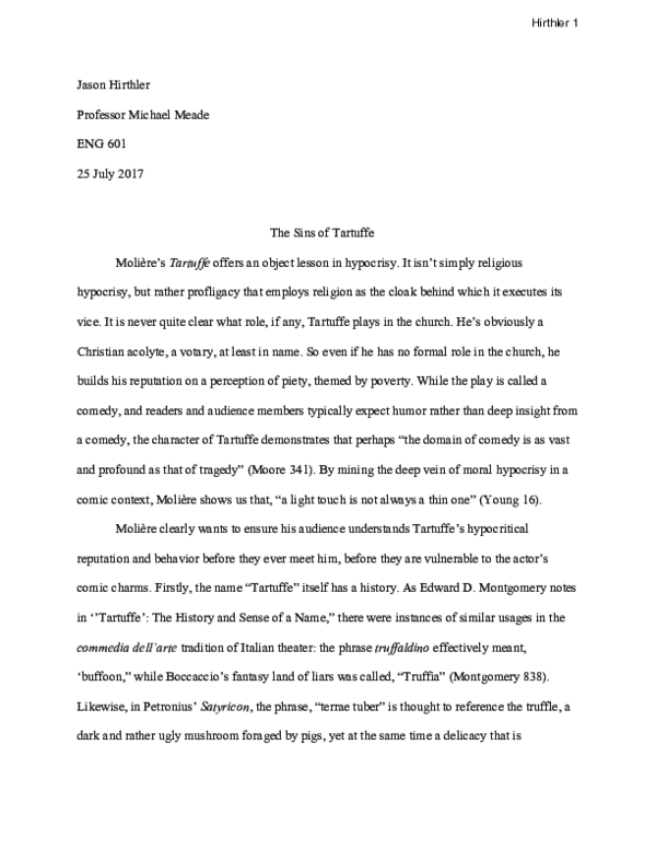 Tartuffe critical analysis image