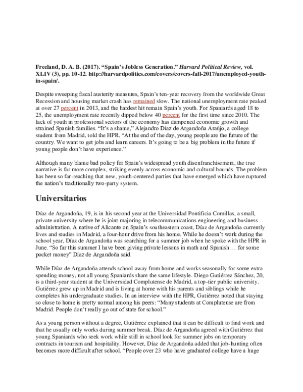 (PDF) Spain's Jobless Generation: The Impact of Unemployed Youth in ...