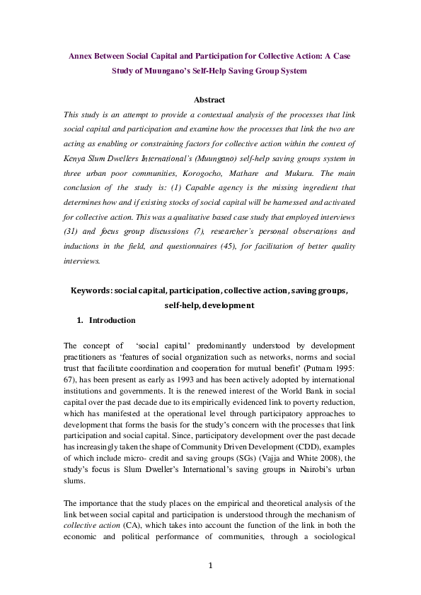 (DOC) Annex Between Social Capital and Participation for Collective ...
