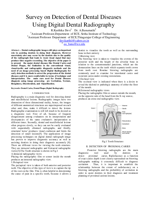 (PDF) Survey on Detection of Dental Diseases Using Digital Dental