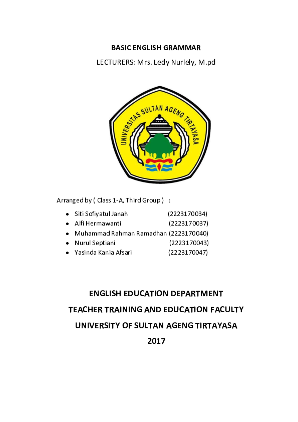 Doc Makalah Grammar 1 Jess Frange Siregar Academia Edu
