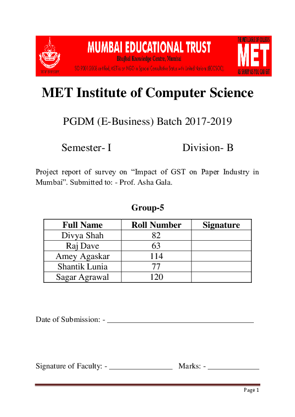 (DOC) Report of GST on Paper industry Amey agaskar Academia.edu